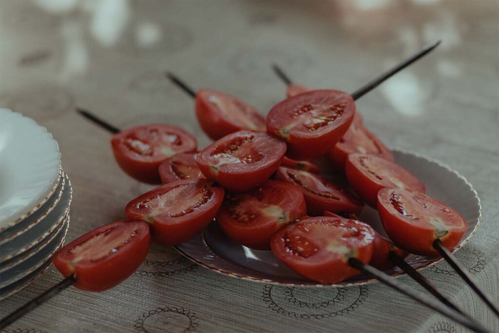 Tomaten und Hähnchen am Spieß - SANTOS Grill Magazin