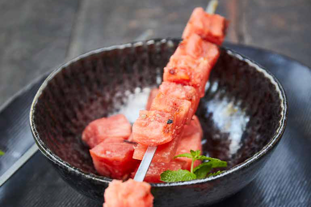 Wassermelone am Spieß vom Grill