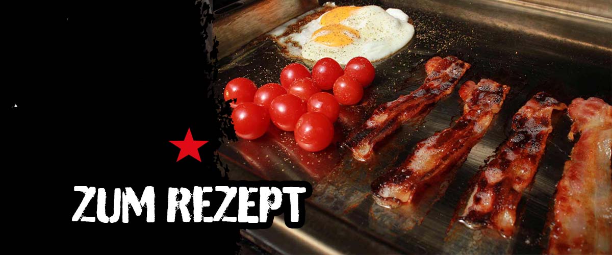 Frühstücksspeck mit Ei aus der Plancha Rezept