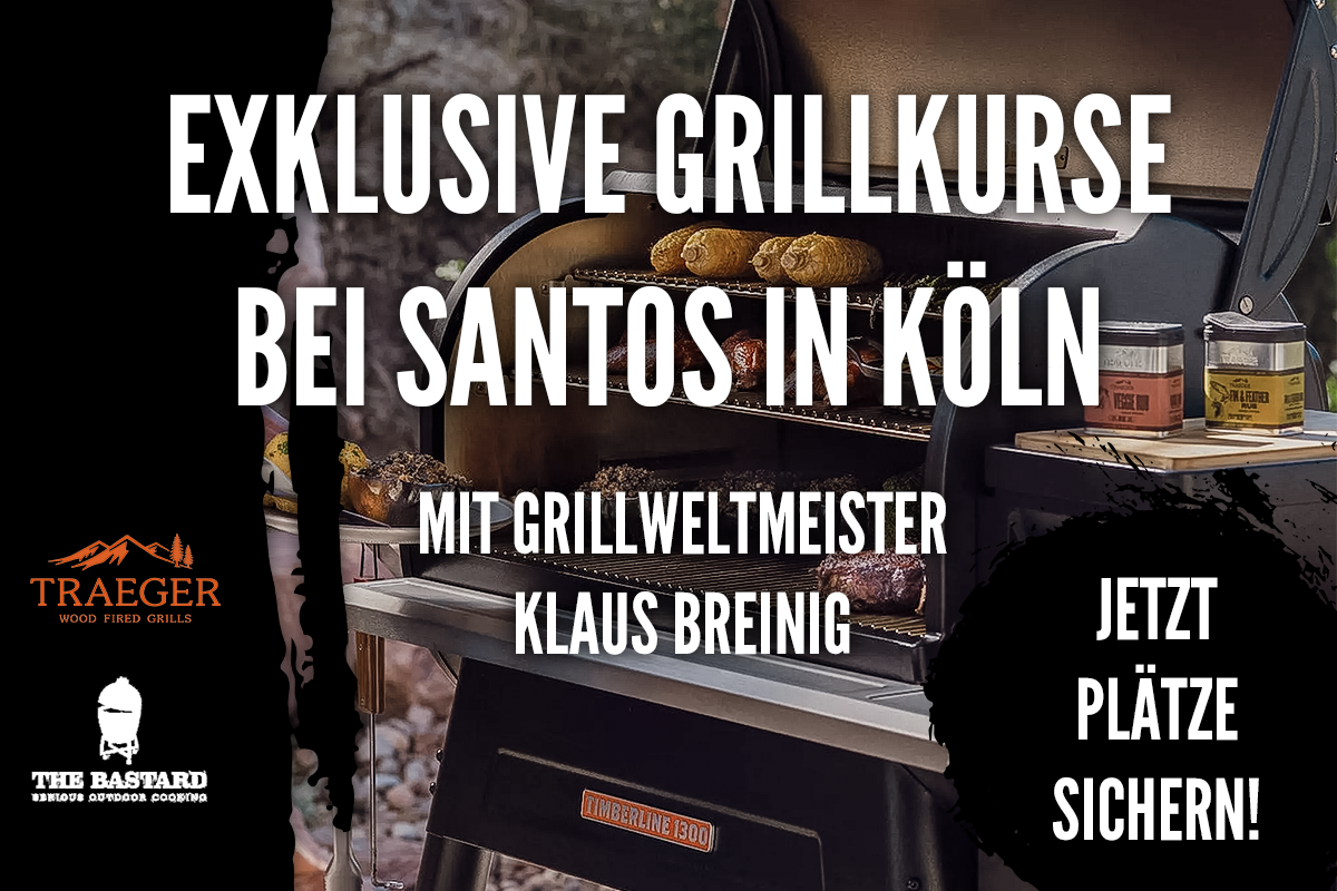 Sichert Euch Plätze für Traeger und Kamado Workshops mit Grillweltmeister Klaus Breinig in Köln.