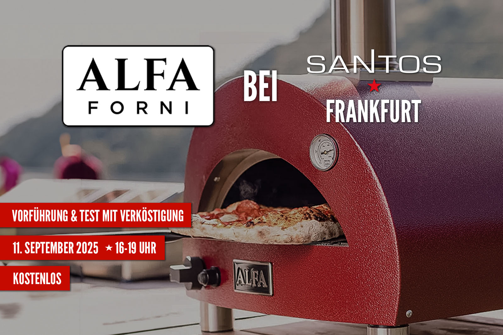 Am Donnerstag, den 11. September 2025, verwandelt sich unser Grillshop in Frankfurt in eine echte Pizza-Oase mit Special Guest: Wir laden Euch herzlich zur Alfa Forni Promo ein! 🔥