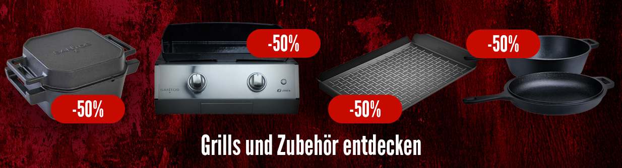 Grills und Zubehör mit 50% Rabatt im SANTOS Outlet sichern