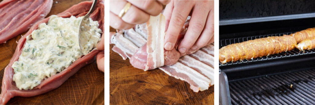 Feurig gefüllte Schweinelende im Baconmantel
