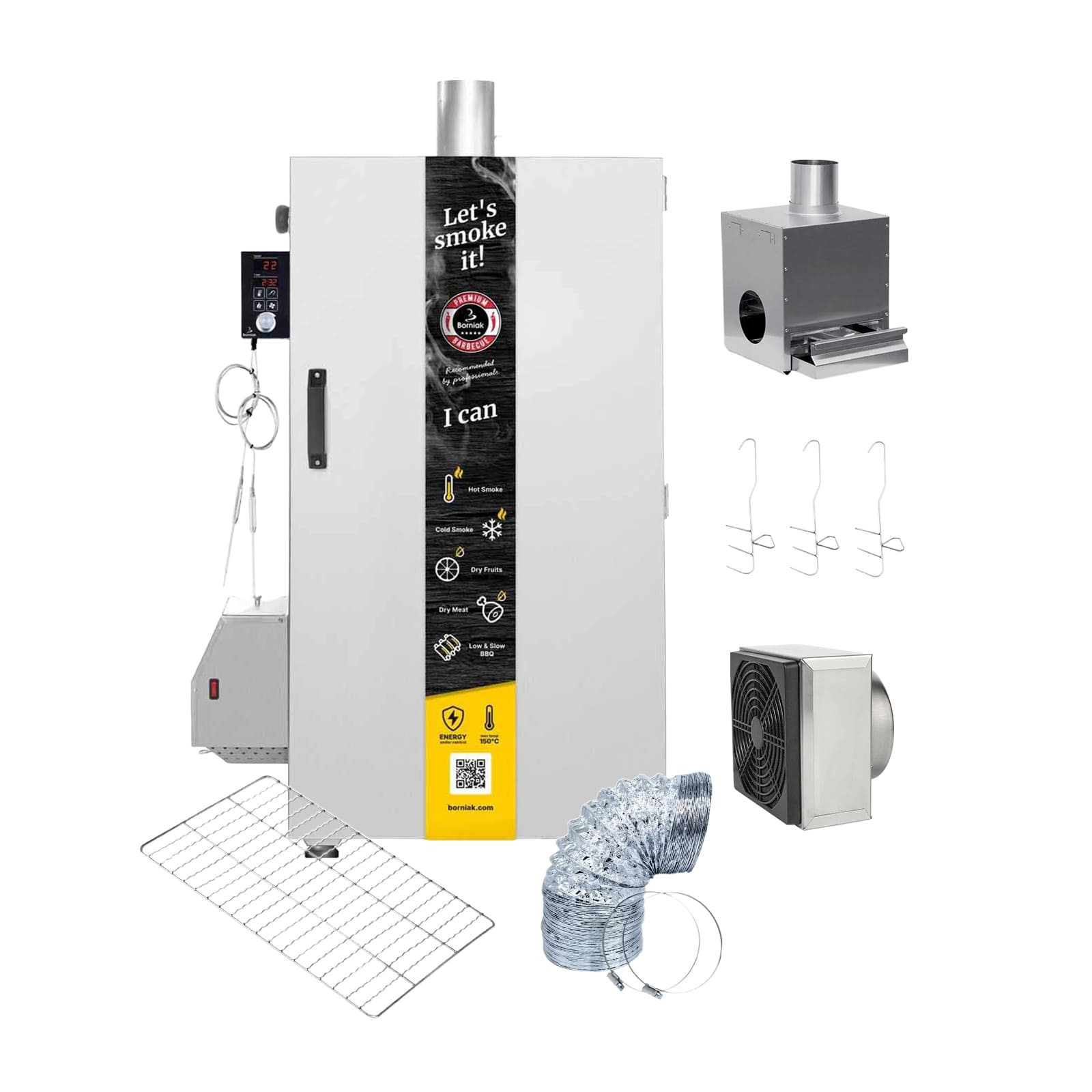 Borniak BBQ Smoker BBDSW-150 WiFi Edelstahl Bundle