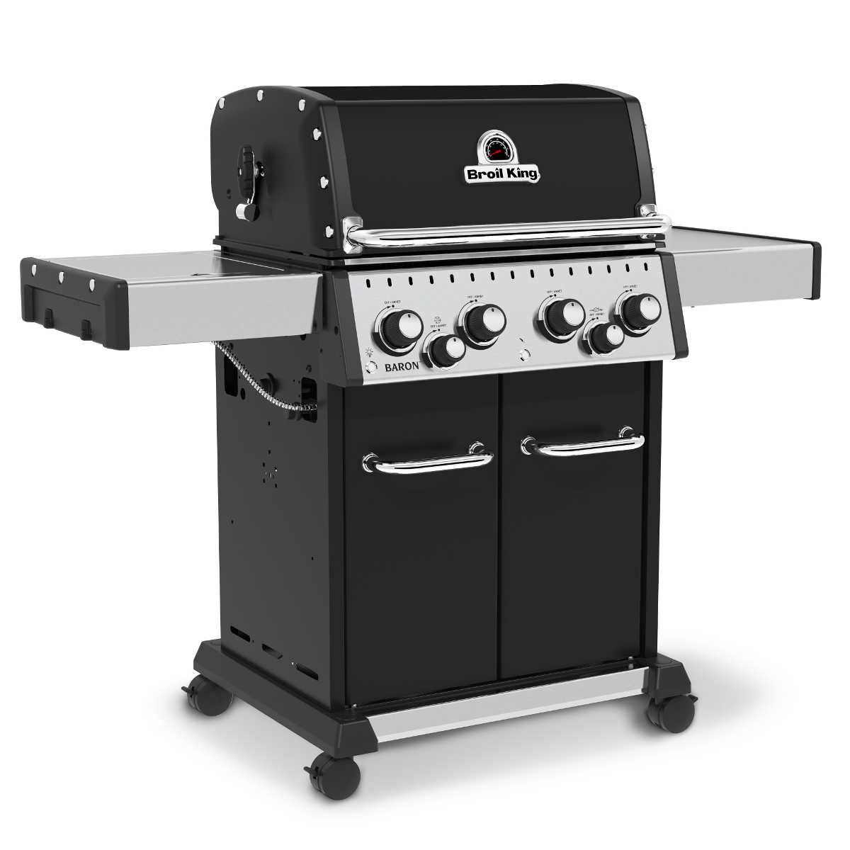 Broil King Baron 490 Komplettset inkl. Drehspieß | Einsatzpfanne | Abdeckhaube | Drehspießkorb
