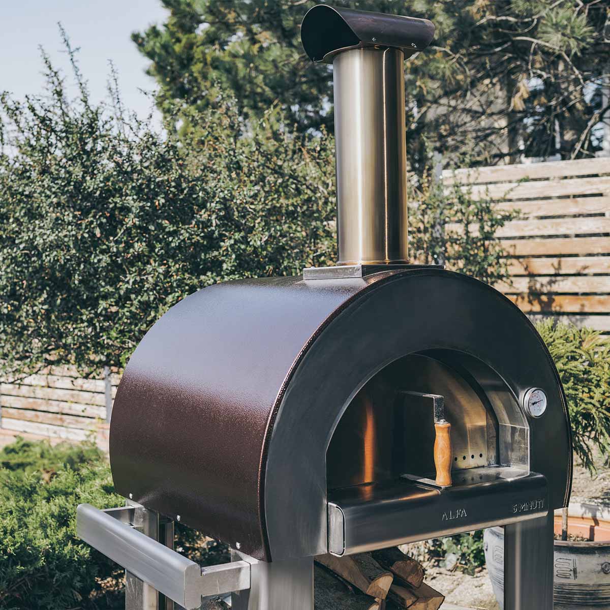Alfa Forni Pizzaofen 5 Minuti, Holz, Kupfer