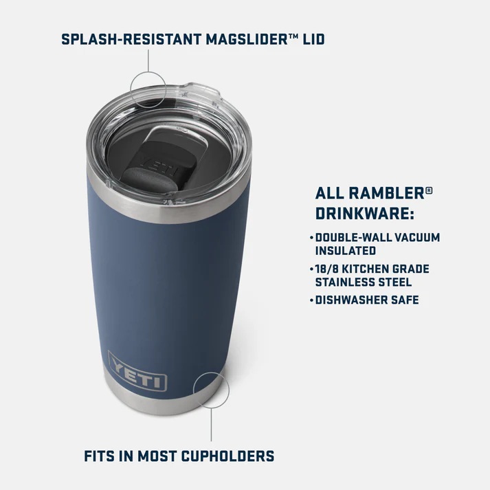 YET-RAMBLER 20 OZ TUMBLER MS, 20 OZ, King Crab Orange