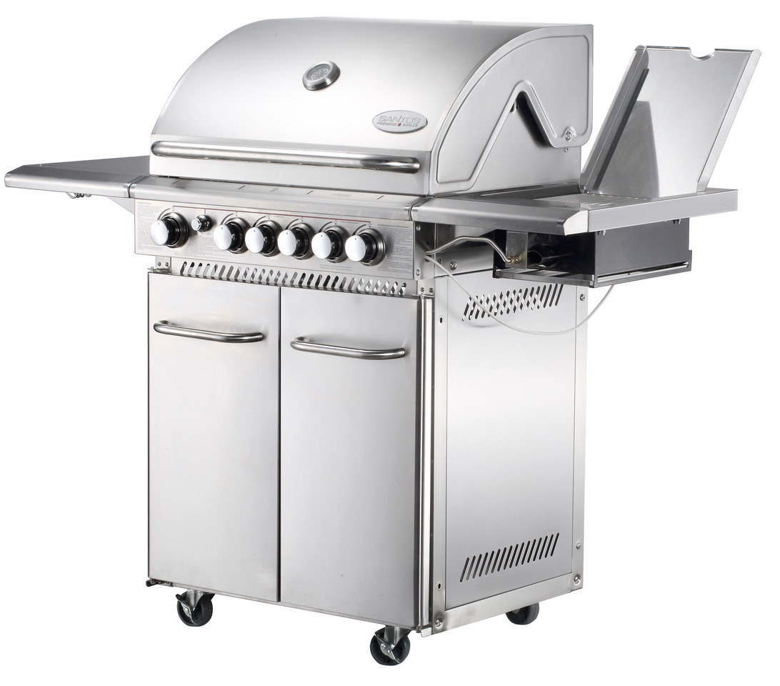 SANTOS Gasgrill E-418 , mit Seiten- & Heckbrenner, Edelstahl SANTOS Gasgrill E-418 , mit Seiten- & Heckbrenner, Edelstahl