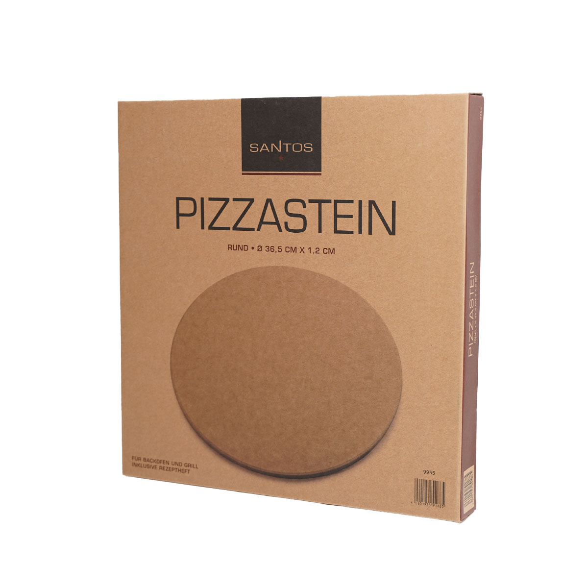 SANTOS runder Pizzastein für Gasgrill | Holzkohlegrills | Smoker & Backofen | Ø 36,5 cm