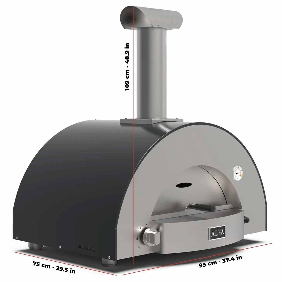 Alfa Forni Gas Pizzaofen Classico | 2 Pizze | Schiefergrau | Hybrid