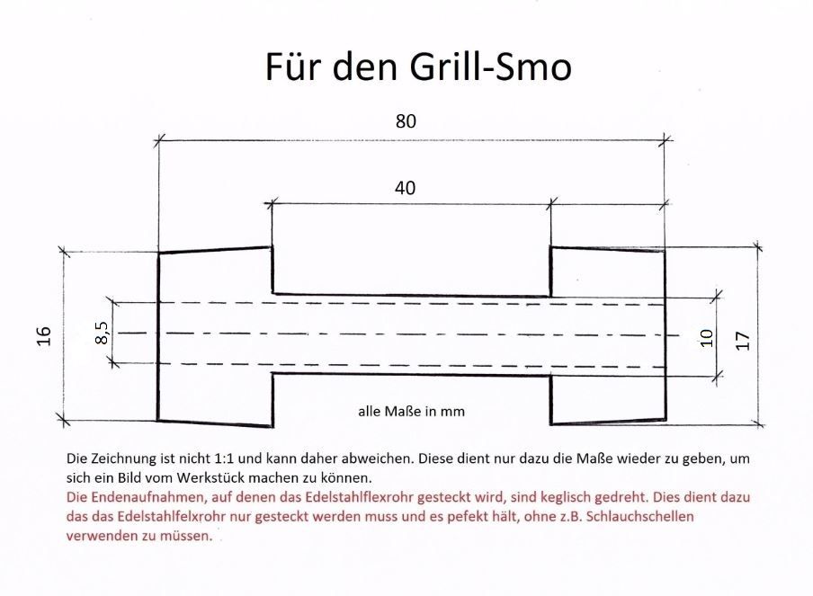 Smo-King Adapter Flexrohr 16mm für den Grill-Smo