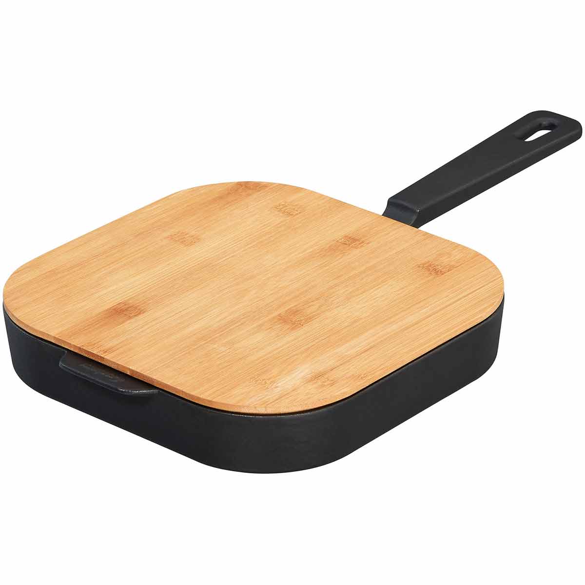 Enders Gusseisenpfanne L, Bambusbrett als Deckel