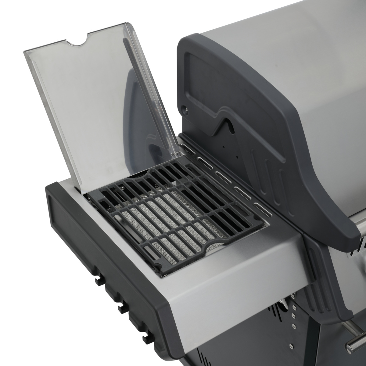 SANTOS Gasgrill S-318 | Seiten- & Heckbrenner, Edelstahl inkl. Drehspieß, Rostheber & Silikonablage SANTOS Gasgrill S-318 | Seiten- & Heckbrenner, Edelstahl inkl. Drehspieß, Rostheber & Silikonablage
