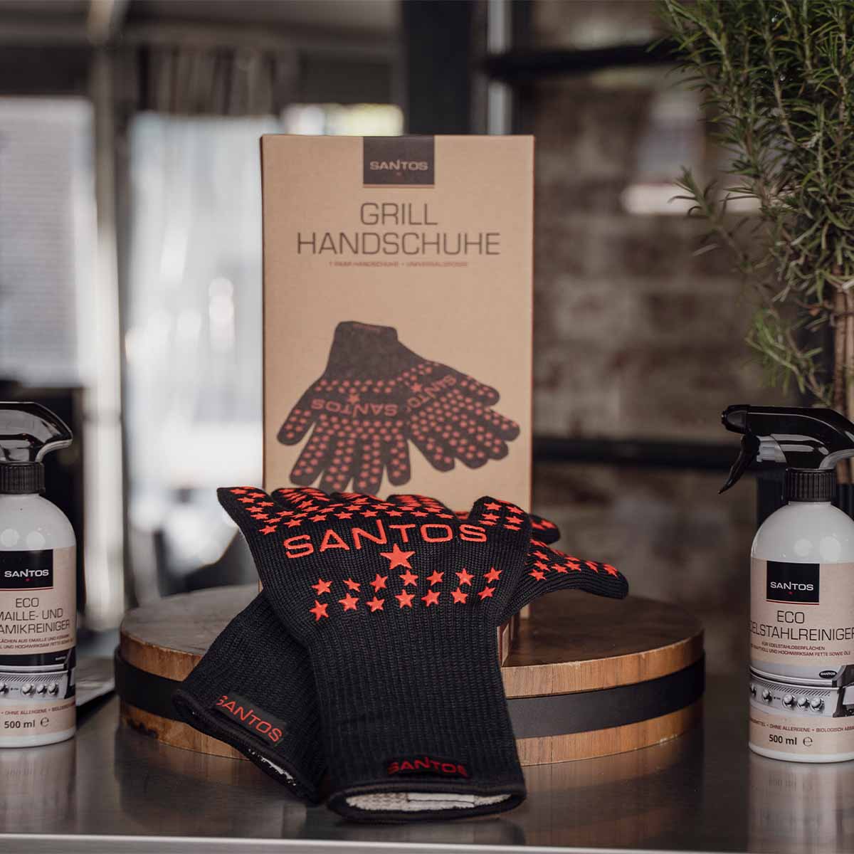 SANTOS Grill Handschuh (Paar) hitzebeständig bis 350 °C in Universalgröße