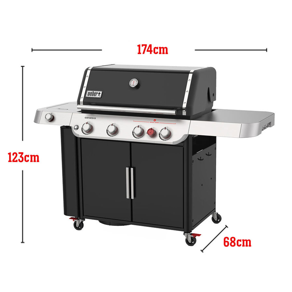 Weber Genesis E-435 Gasgrill, Schwarz, Maße Weber Genesis E-435 Gasgrill, Schwarz, Maße