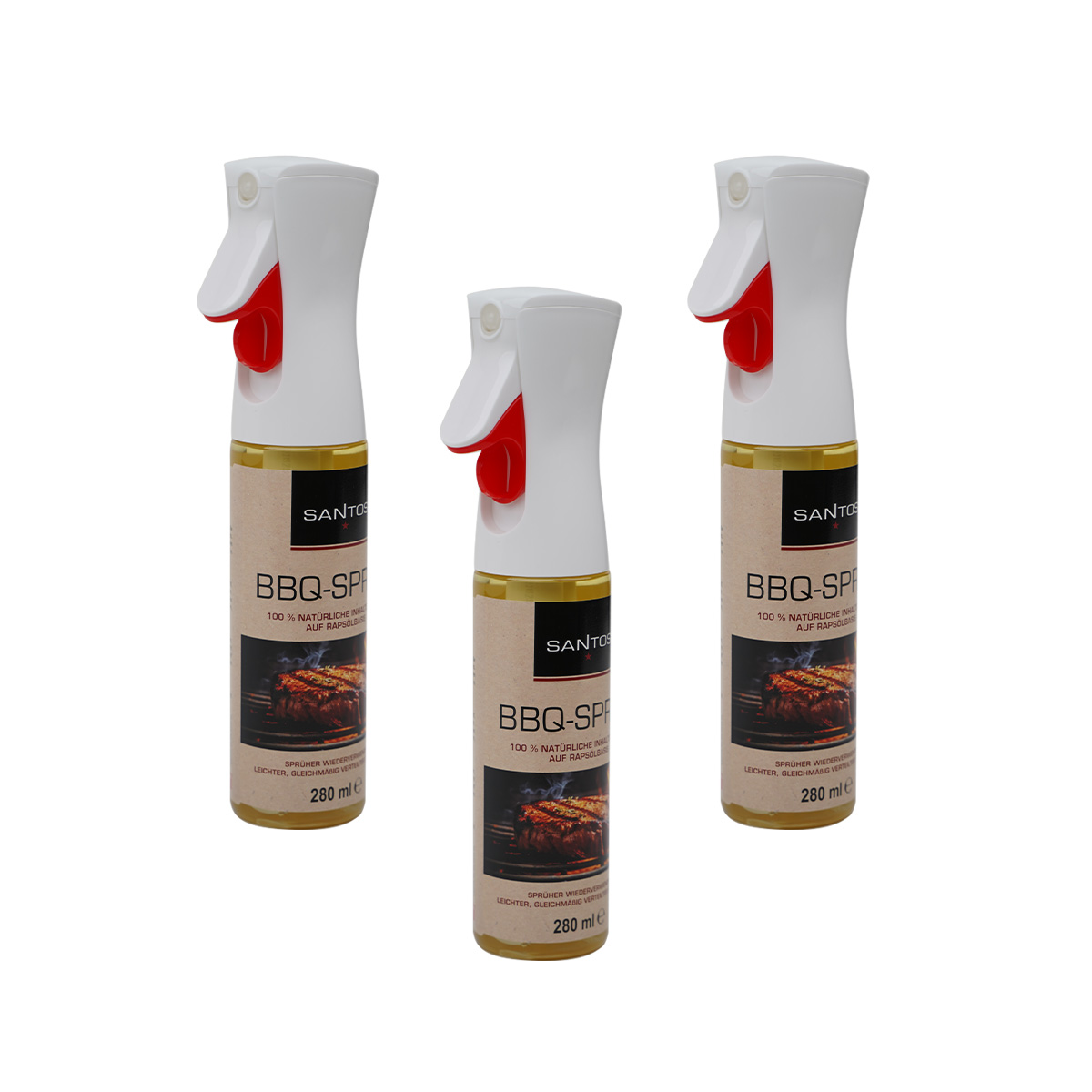 SANTOS Antihaft BBQ Grillspray 280 ml, 3er Set