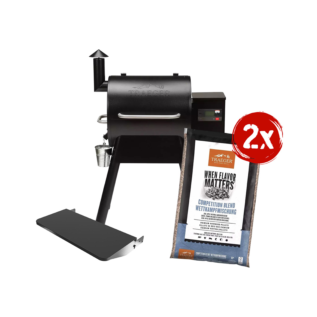 Traeger Pro D2 575 Pelletgrill | Schwarz | Bundle inkl. Frontablage & 2 x Pellets