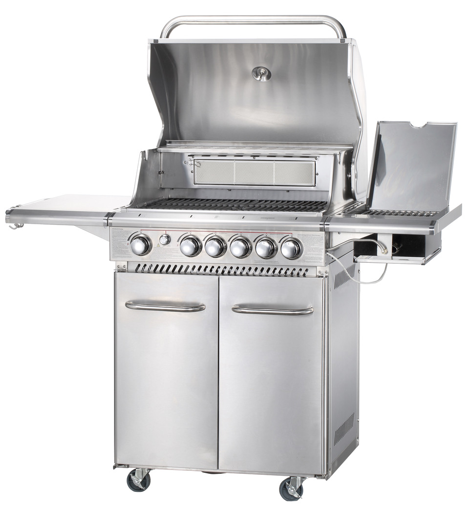 SANTOS Gasgrill E-418 , mit Seiten- & Heckbrenner, Edelstahl SANTOS Gasgrill E-418 , mit Seiten- & Heckbrenner, Edelstahl