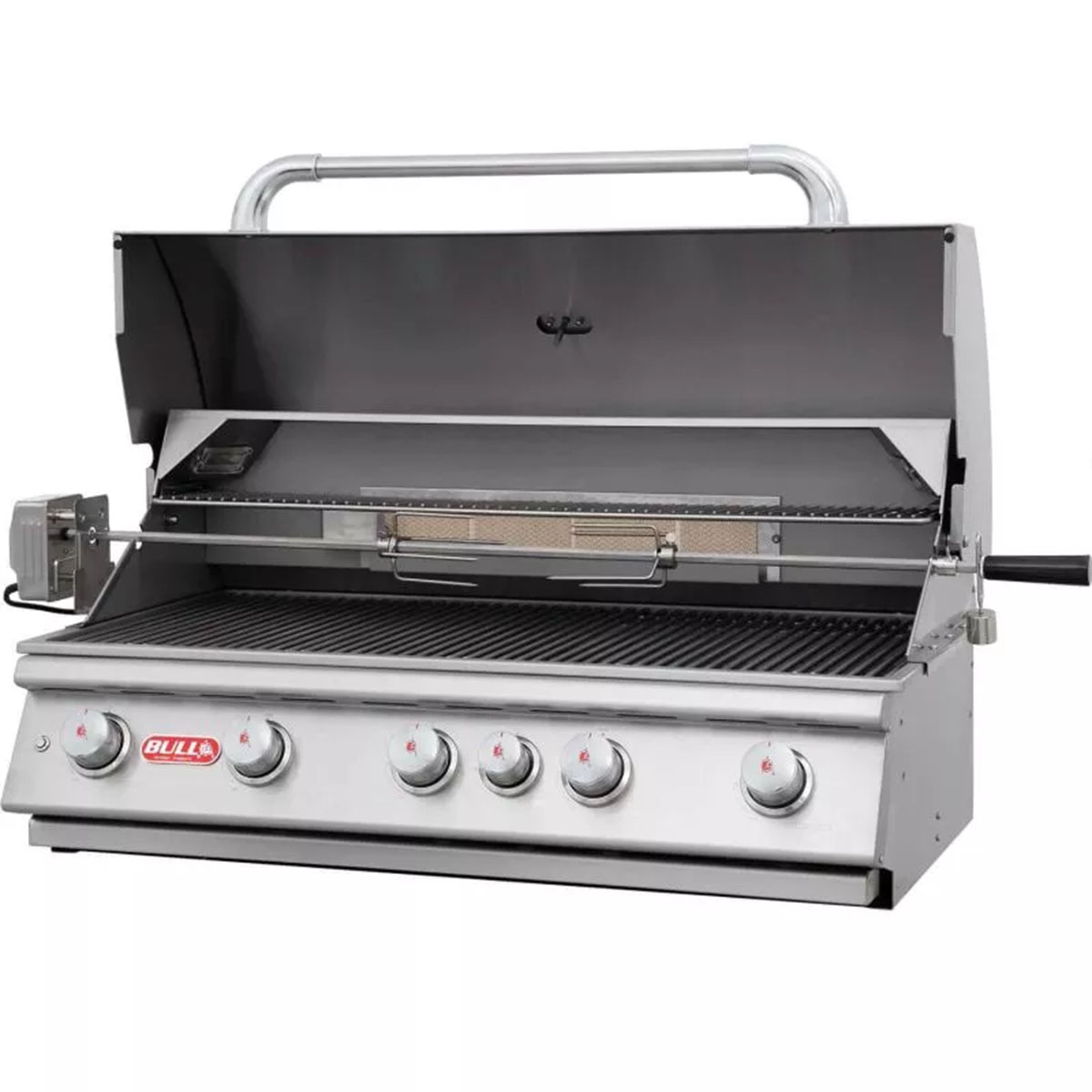 Bull Brahma Einbau Gasgrill mit geöffneter Haube