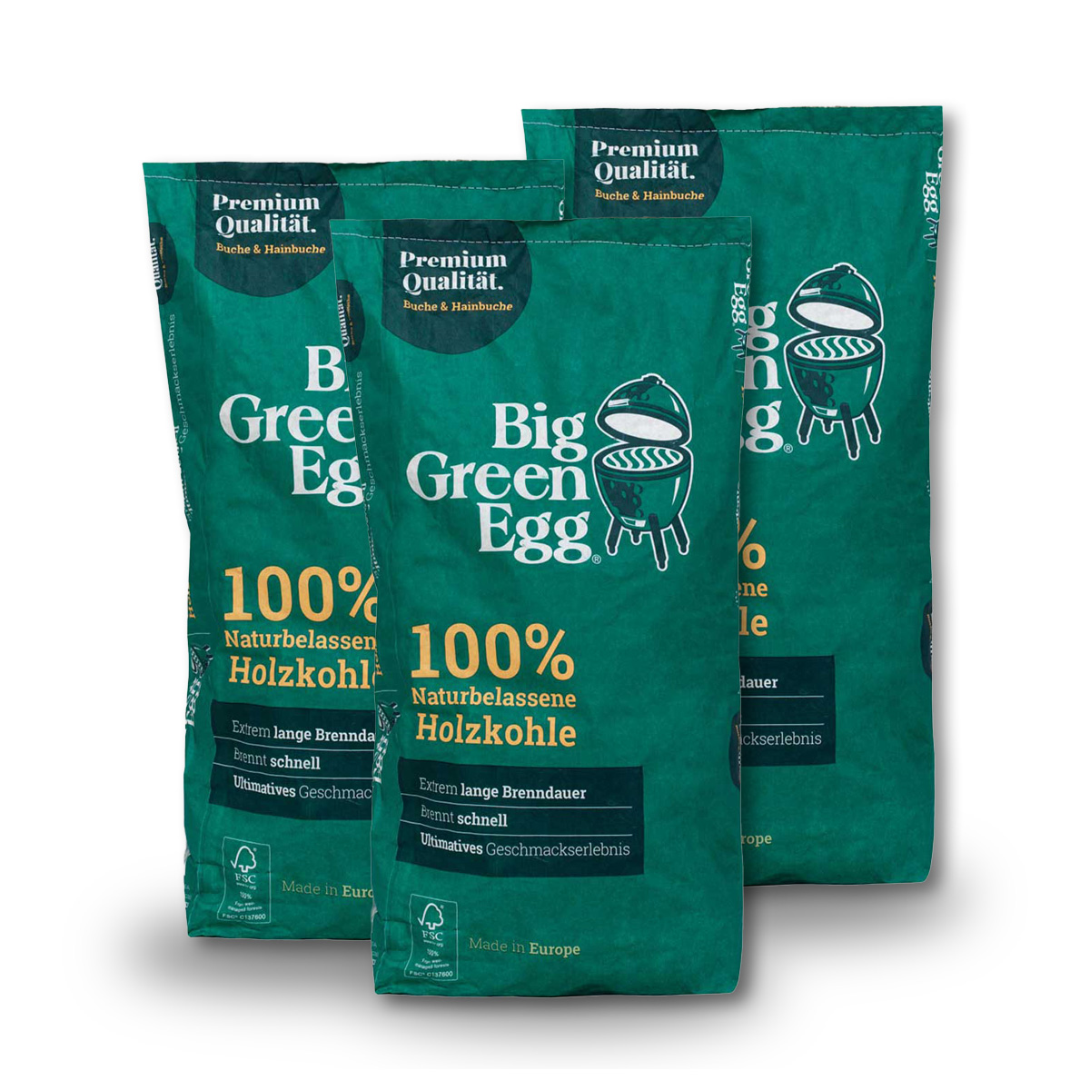 Big Green Egg Holzkohle 9 kg – 100% naturbelassen - 3er Pack