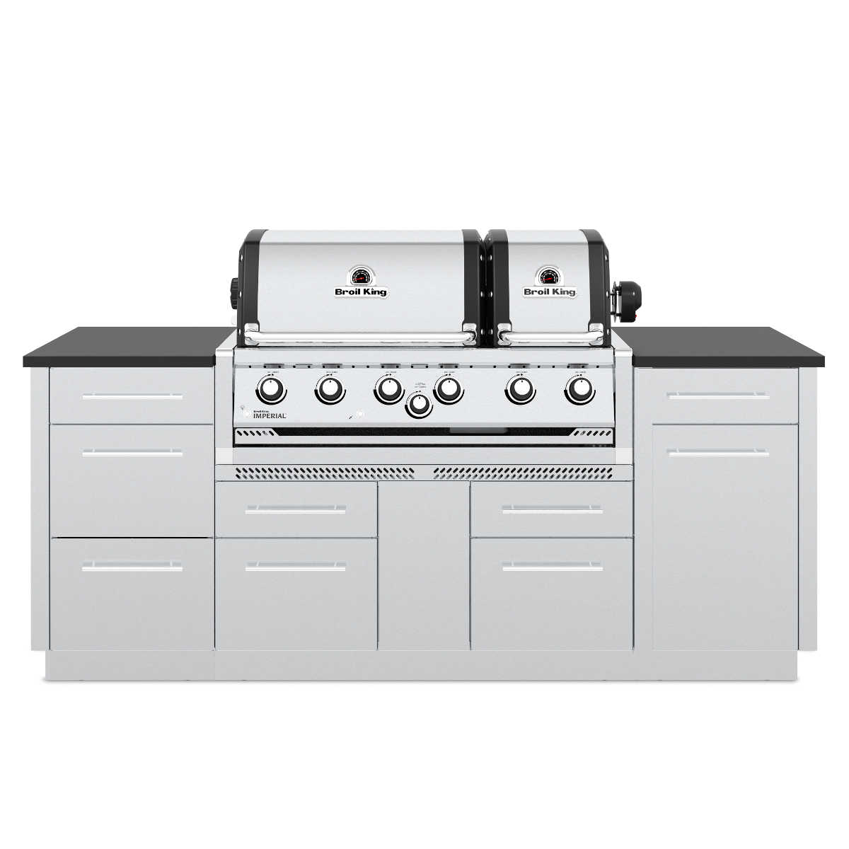 Broil King Imperial S670 XL Pro Built In inkl. Drehspieß, 2020 Edelstahl - geöffnet