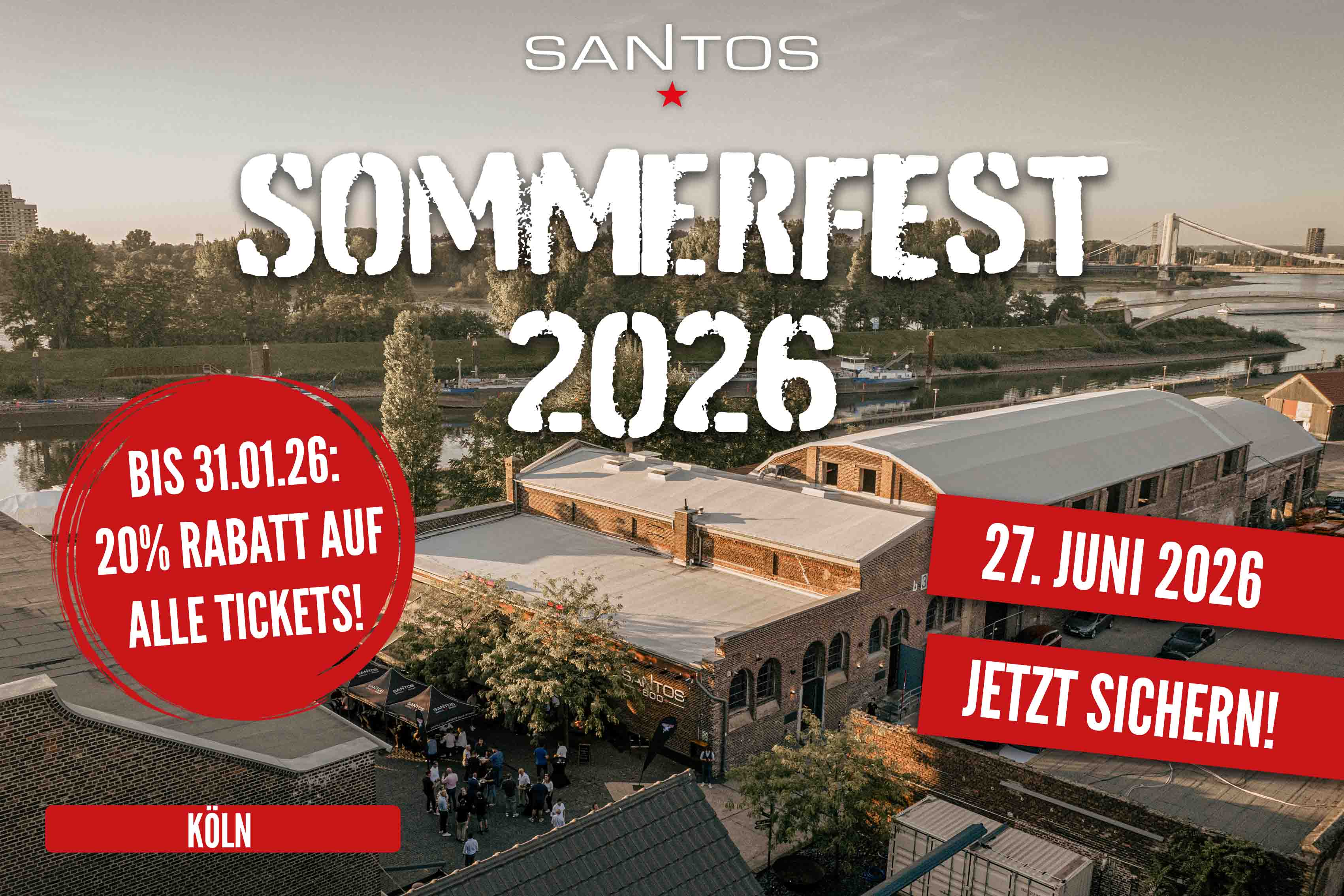 Jetzt Tickets fürs SANTOS Sommerfest am 27.06.2026 in Köln sichern!