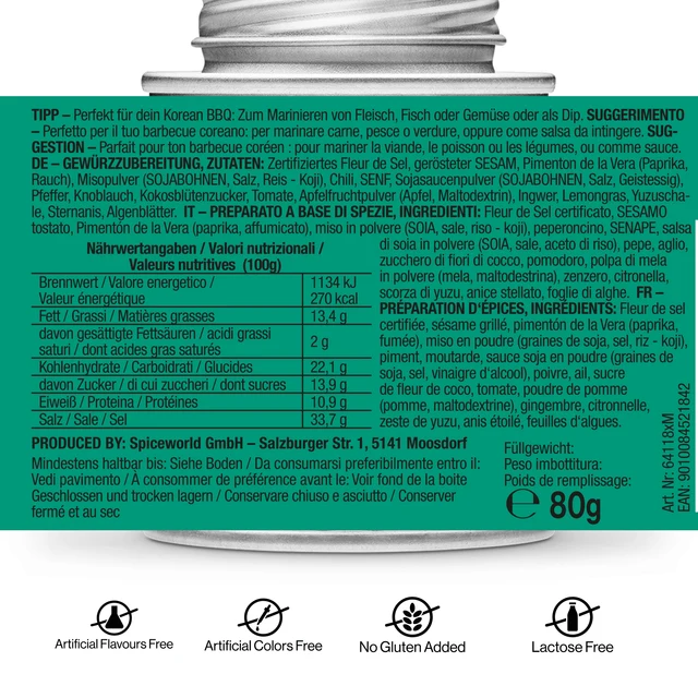 Korean Barbecue, Dip- & Mariniergewürz  170 ml Schraubdose