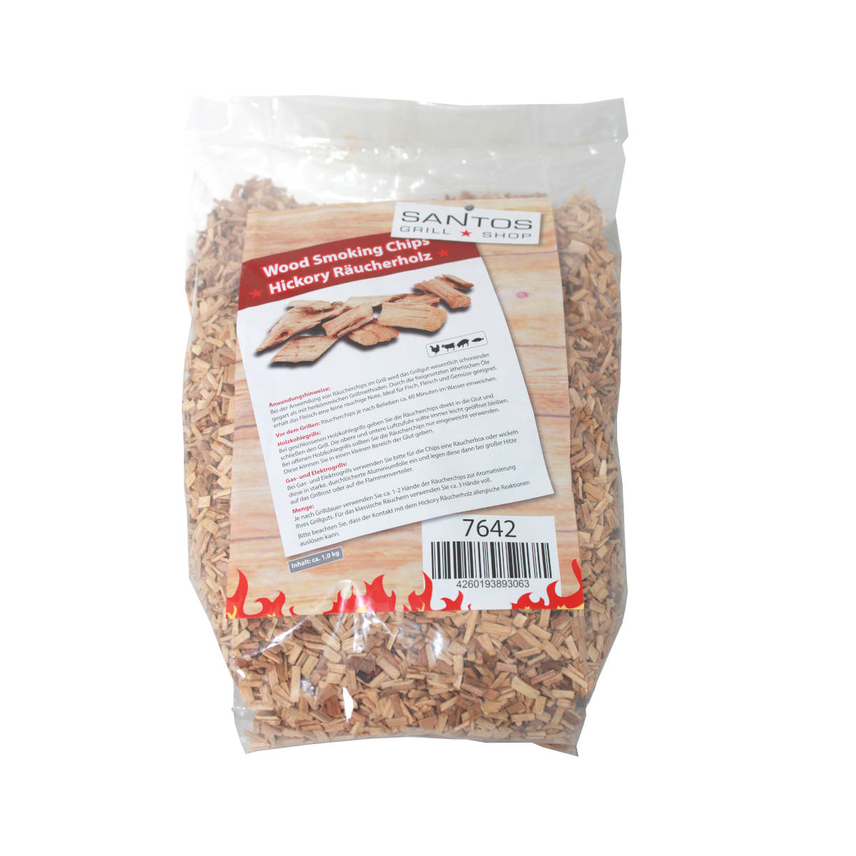 Santos Hickory Rucherchips 1 kg Santos Hickory Rucherchips 1 kg