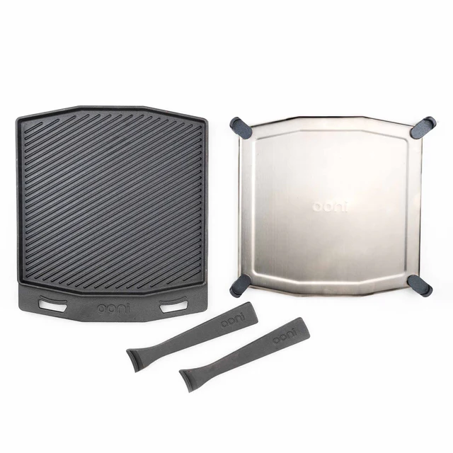 Ooni Dual-Sided Grizzler Plate – Doppelseitige Gusseisen-Grillplatte für Pizzaöfen
