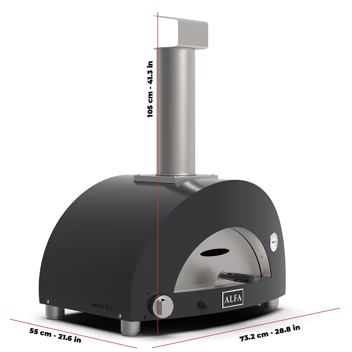 Alfa Forni Gas Pizzaofen Moderno | 1 Pizza | Schiefergrau | Erdgas