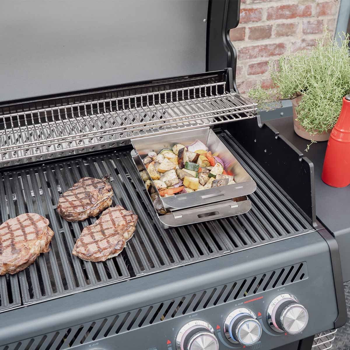 SANTOS Grillkorb-Set Edelstahl | stapelbar