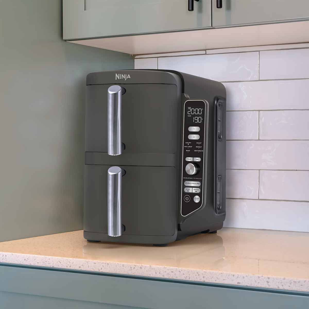 Ninja Double Stack XL 2‑Ebenen Heißluftfritteuse 9,5 Liter in Grau
