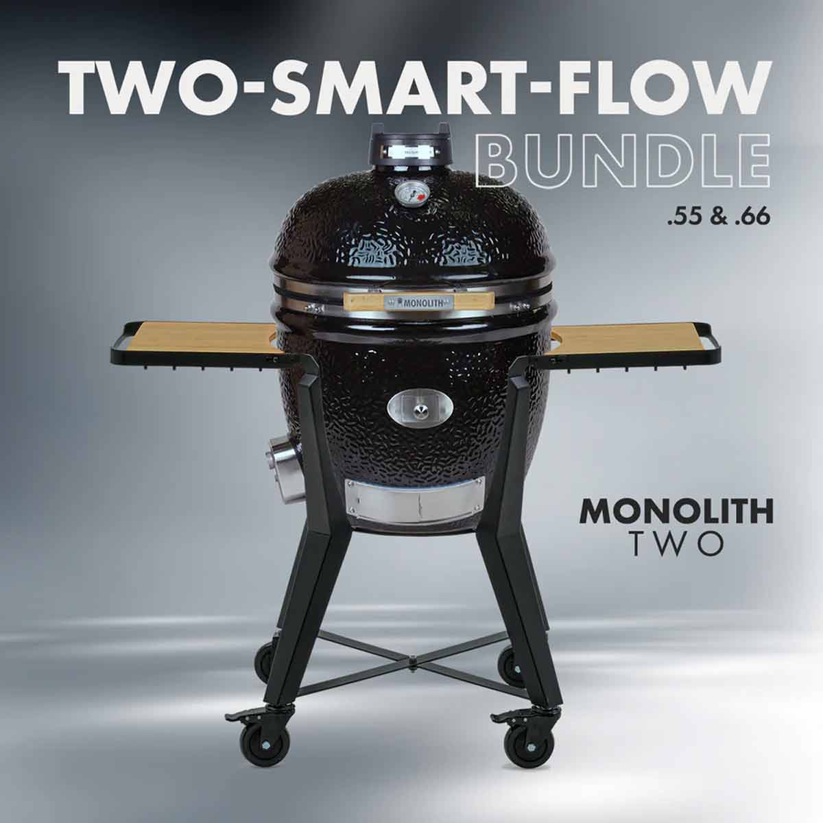 Monolith Keramikgrill Two.66 Smart-Flow-Bundle inklusive Gestell und BBQ Guru Lüfter