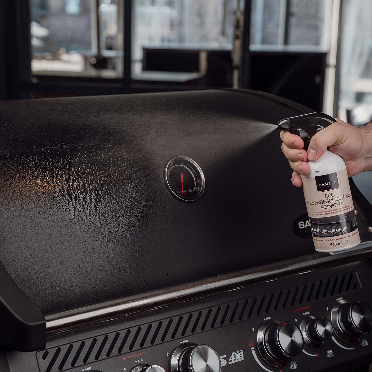 SANTOS Eco-Pulverbeschichtungsreiniger | 500 ml für schwarze & farbige Grills