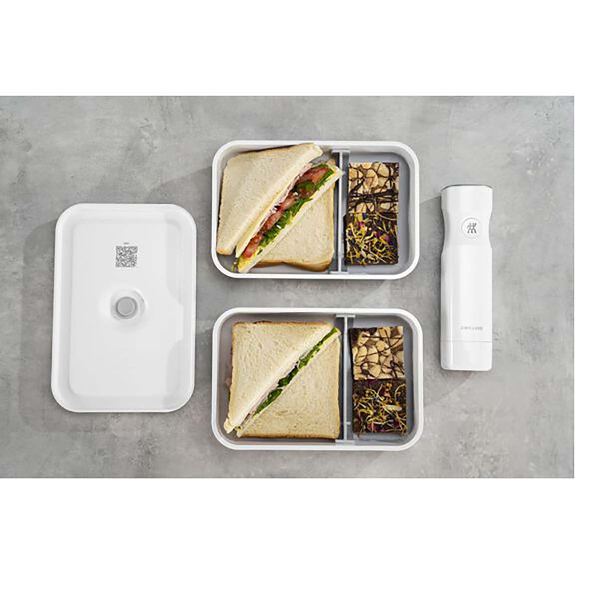 ZWILLING FRESH & SAVE Vakuum Lunchbox L | flach | Kunststoff | Weiß-grau