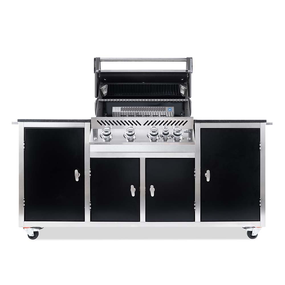 INDRA BLACKLINE Gasgrillstation Napoleon Pro 500 | inkl. Drehspieß Deckel geöffnet