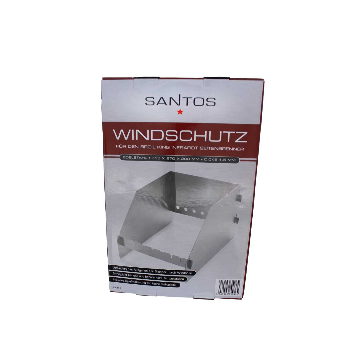 SANTOS Windschild für Seitenbrenner der Napoleon Rogue Serie, Edelstahl