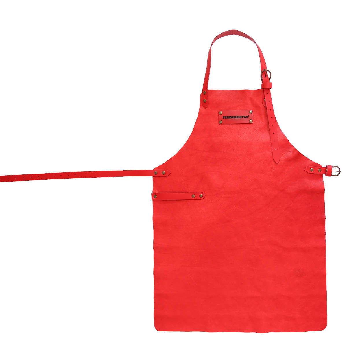 Feuermeister Lederschürze in rot ohne Taschen, Gr. 1