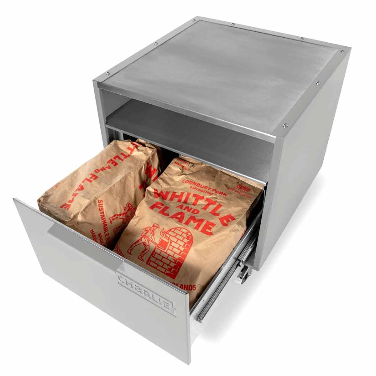 Charlie Oven Unterwagen, mit Holzkohle befüllte Schublade