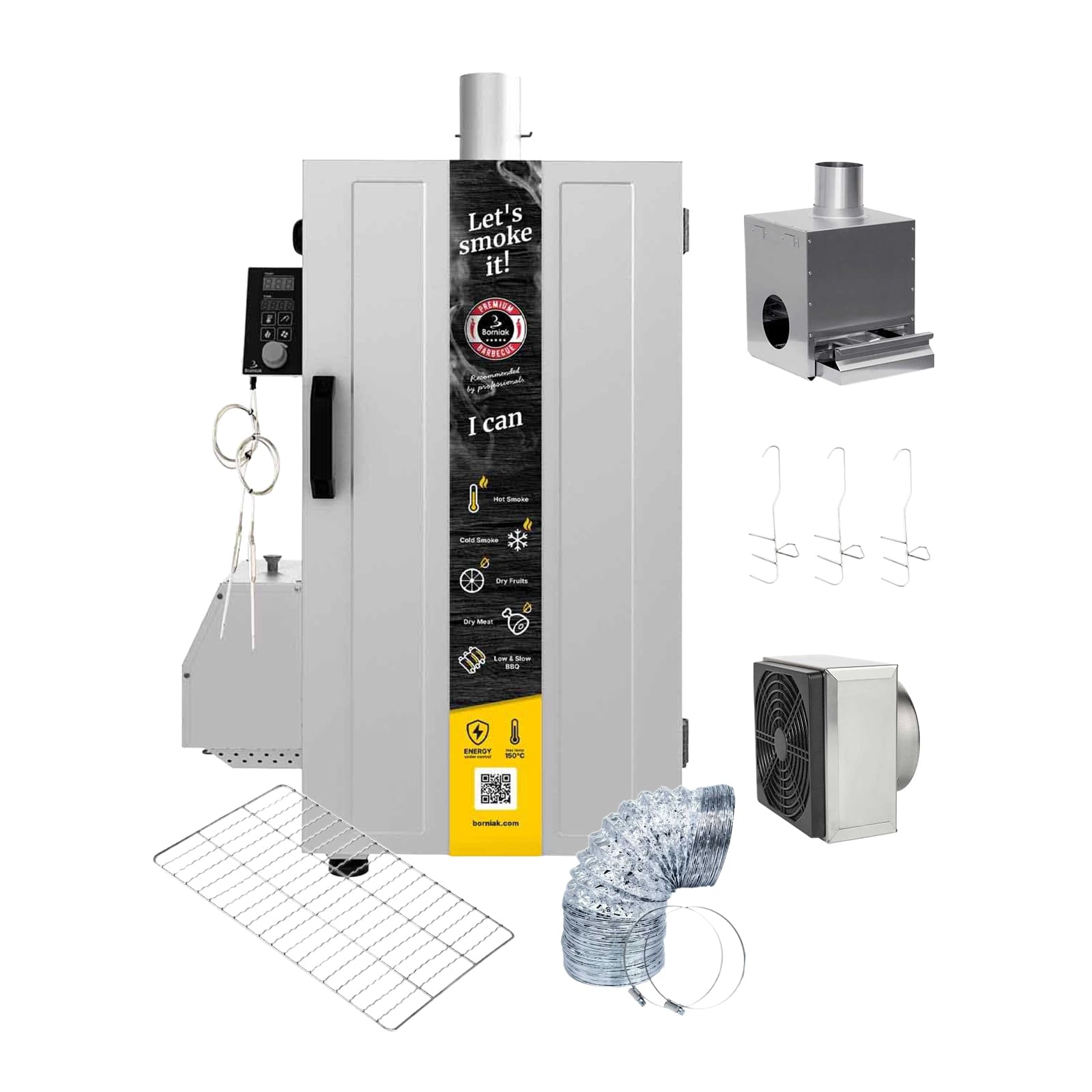 Borniak BBQ Smoker BBDSW-70 WiFi | Edelstahl | Bundle