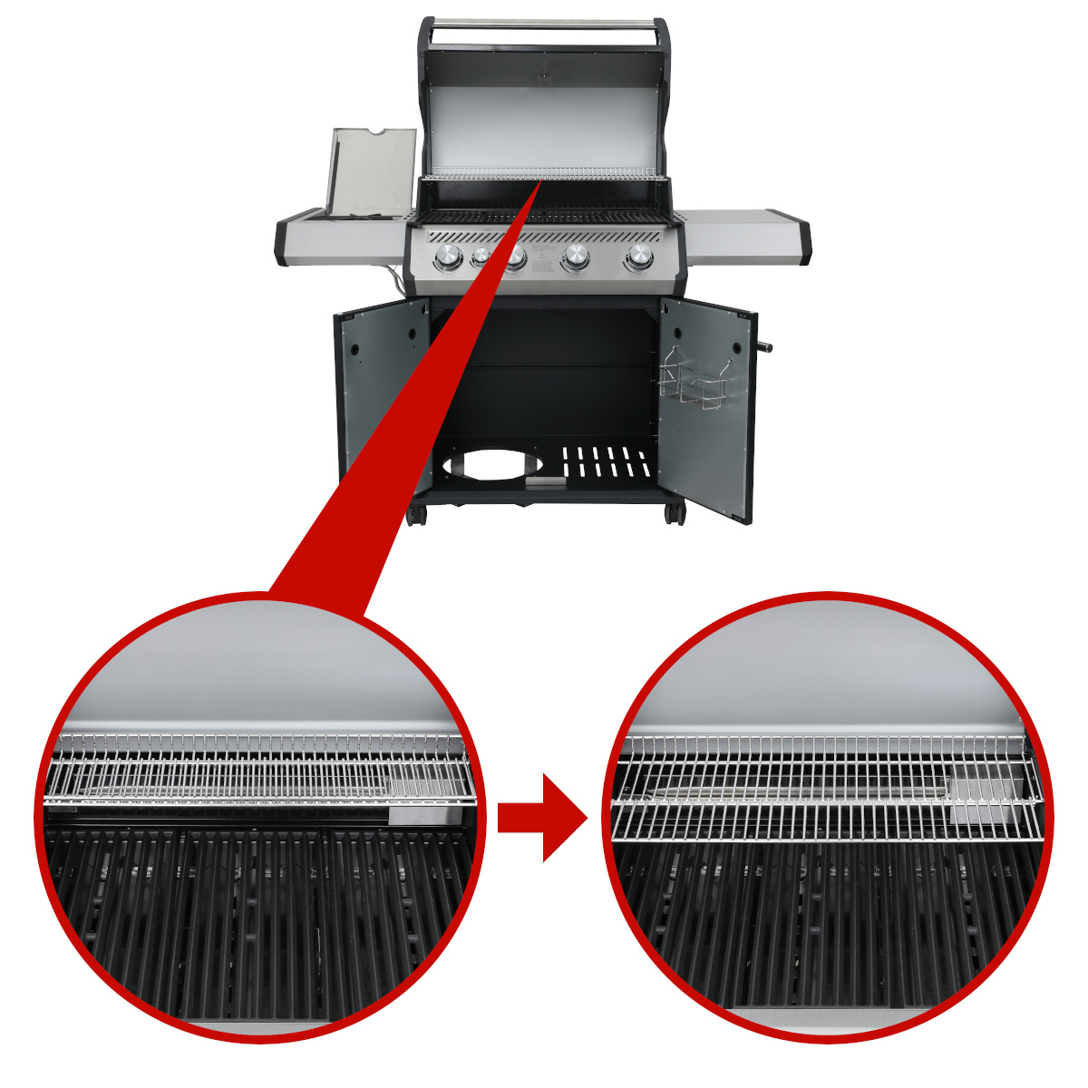 SANTOS Gasgrill S-401 mit Seitenkocher, Schwarz SANTOS Gasgrill S-401 mit Seitenkocher, Schwarz