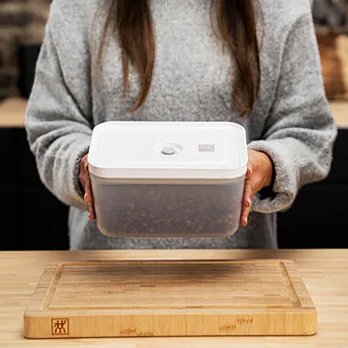 ZWILLING FRESH & SAVE Vakuum Lunchbox L | Glas | Weiß-grau