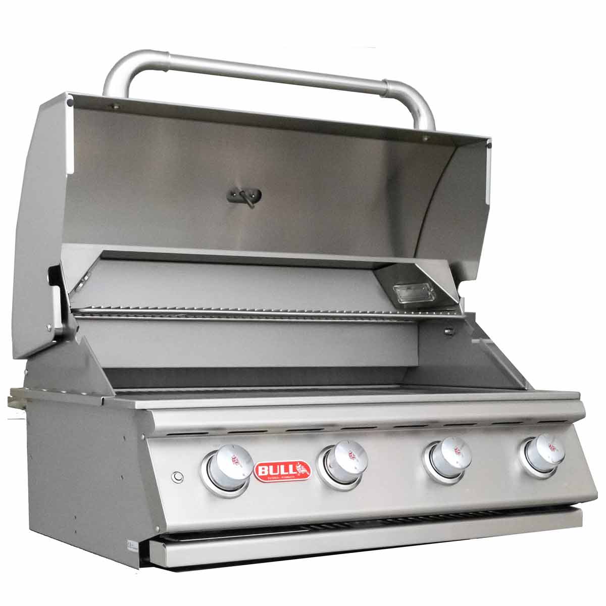 Bull Lonestar Einbau Gasgrill mit geöffneter Grillhaube