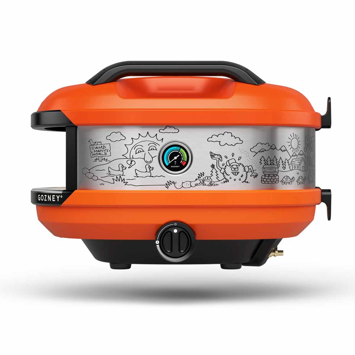 Gozney Tread Pizzaofen in der Matty Matheson Edition, Seitenansicht mit Thermometer Gozney Tread Pizzaofen in der Matty Matheson Edition, Seitenansicht mit Thermometer