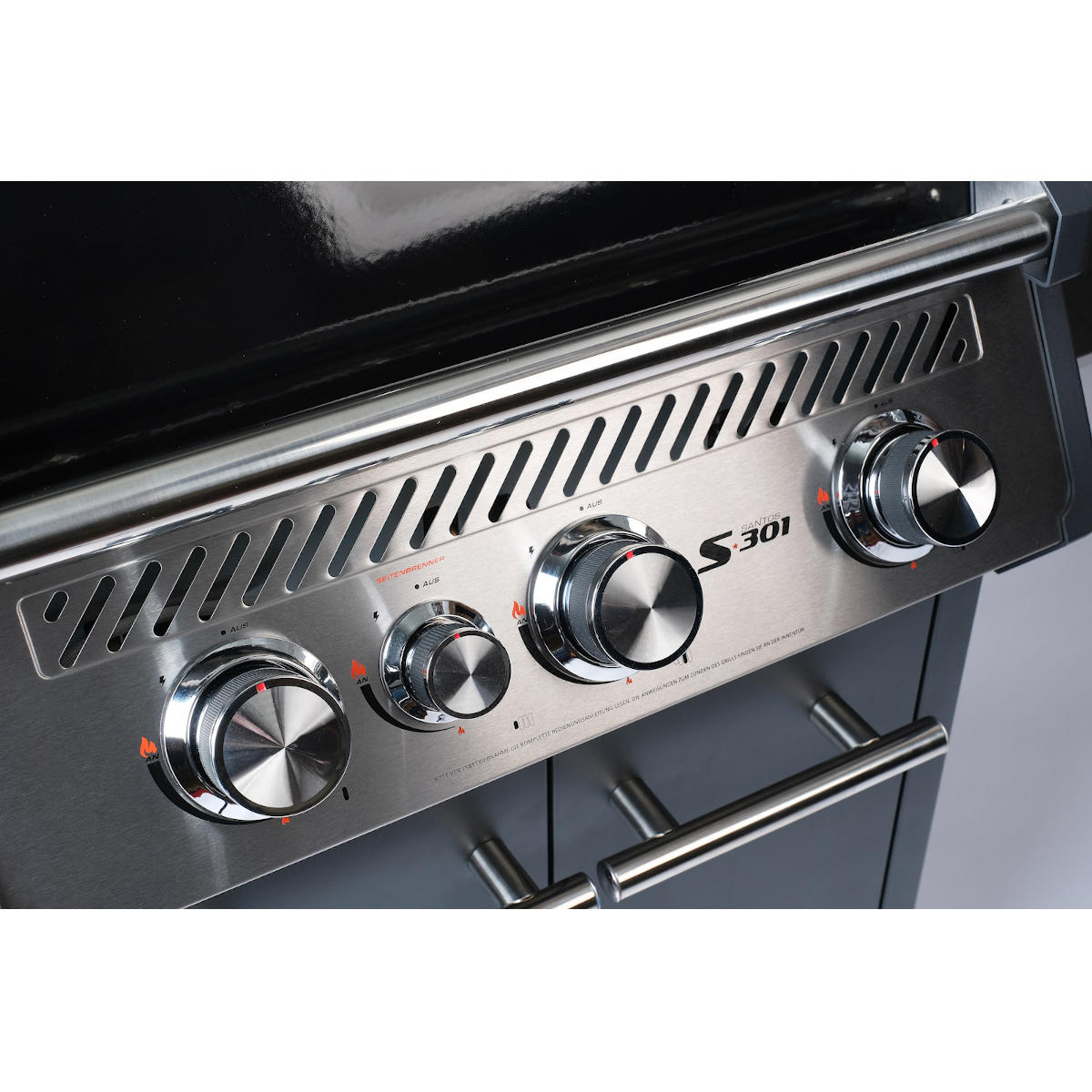 SANTOS Gasgrill S-301 mit Seitenkocher, Schwarz, Inkl. Rostheber SANTOS Gasgrill S-301 mit Seitenkocher, Schwarz, Inkl. Rostheber