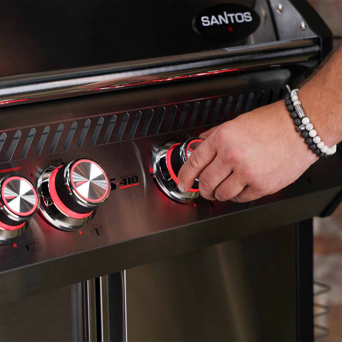 SANTOS S-418 Pro Edelstahl I Seiten- & Heckbrenner | Ready2Grill Bundle