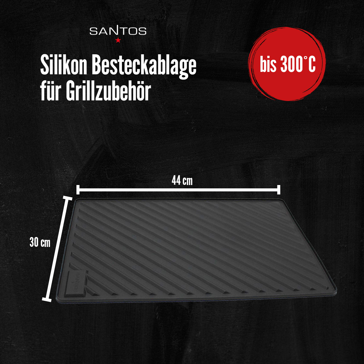 SANTOS Silikon Besteckablage für Grillzubehör | 44 x 30 cm