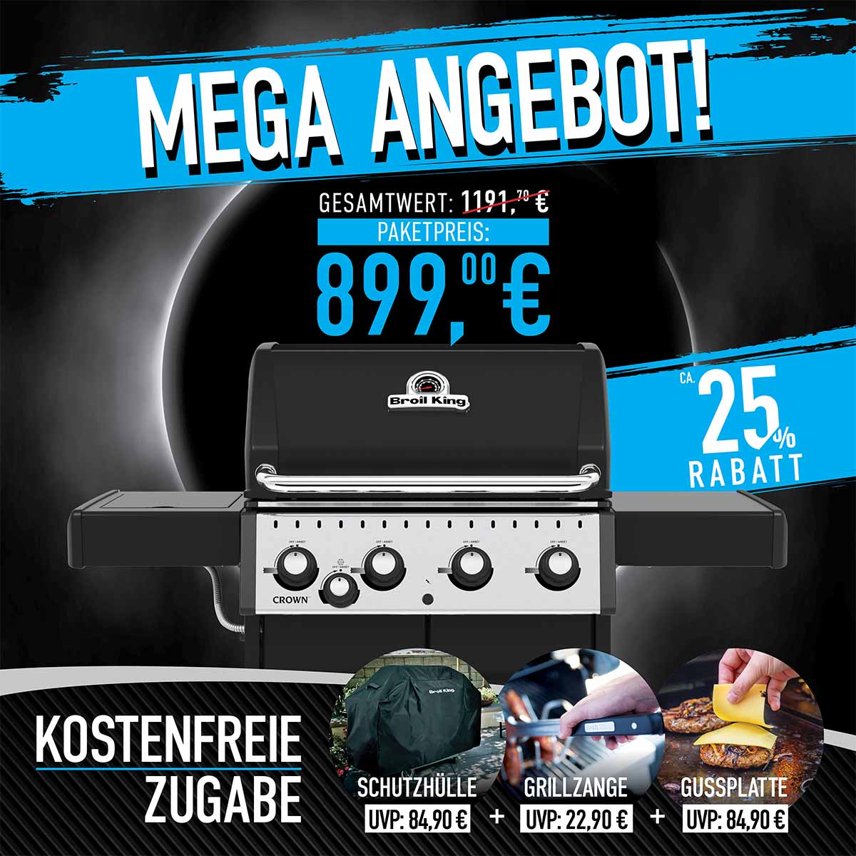 Broil King Crown 440 Promo Aktion | inkl. Abdeckhaube & Grillzange Broil King Crown 440 Promo Aktion | inkl. Abdeckhaube & Grillzange