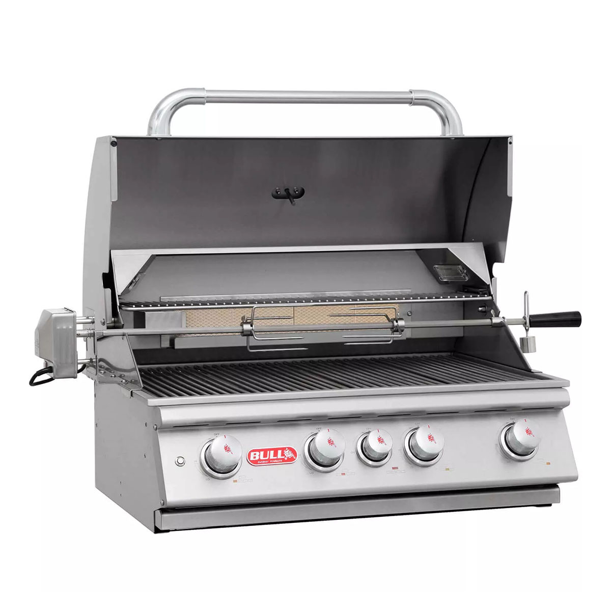 Bull Angus Einbau Gasgrill | 4 Brenner | Edelstahl | Infrarot Heckbrenner & Rotisserie