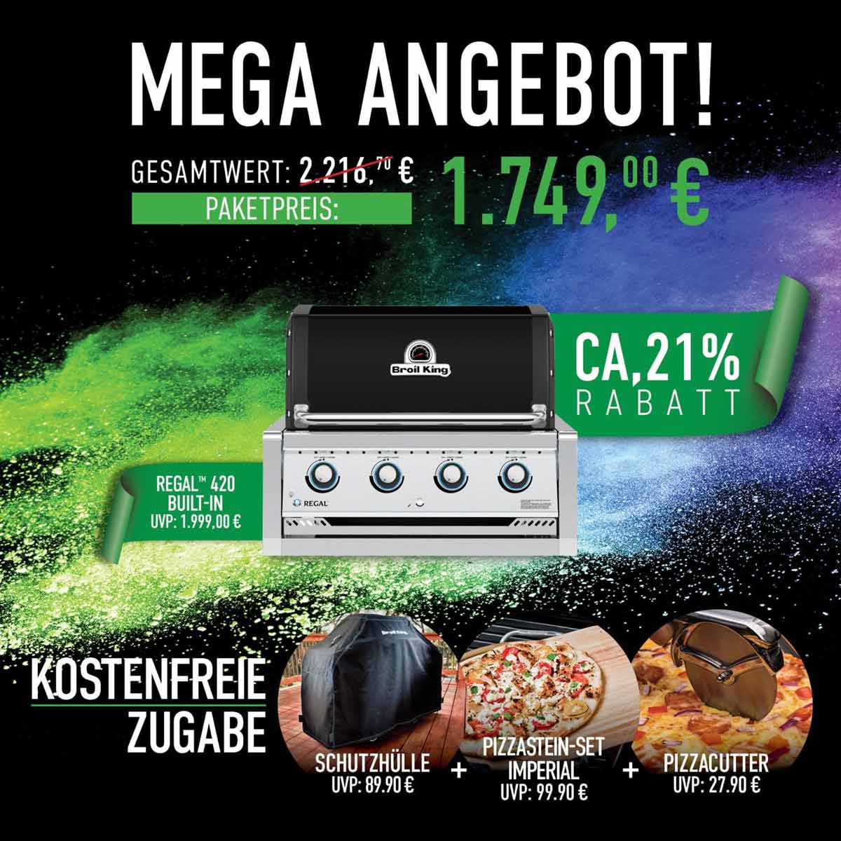 Broil King Regal 420 Built In | Promo Aktion | inkl. Abdeckhaube, Pizzastein-, heber & -schneider